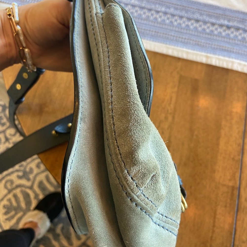 Isabel Marant Keila Leather Suede Two Tone Blue/Light Blue Crossbody Bag - Picture 14 of 16